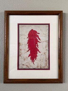 Vintage 90's Southwestern Chili Peppers Framed & Matted Original Artwork 12”x15”